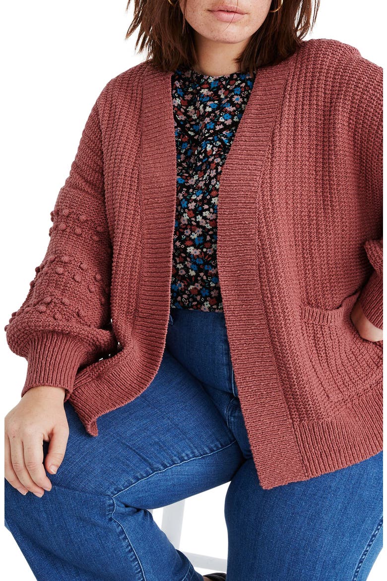Bobble Cardigan Sweater, Alternate, color, VINTAGE QUARTZ
