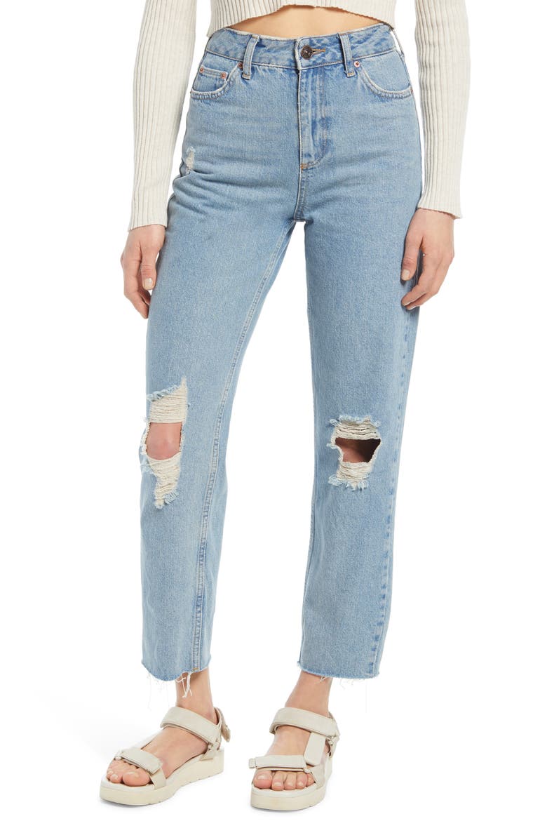 Pax Ripped High Waist Jeans, Main, color, LIGHT WASH
