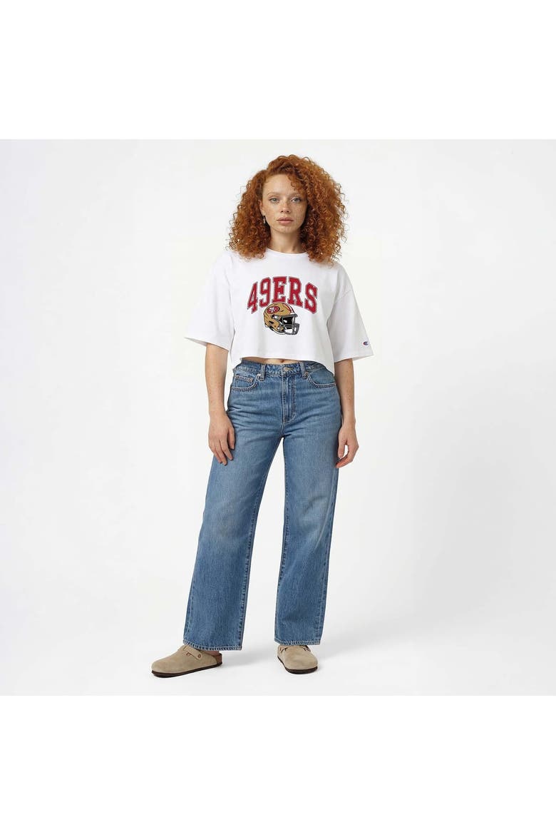 Women's Champion  White San Francisco 49ers Boyfriend Cropped T-Shirt, Alternate, color, White