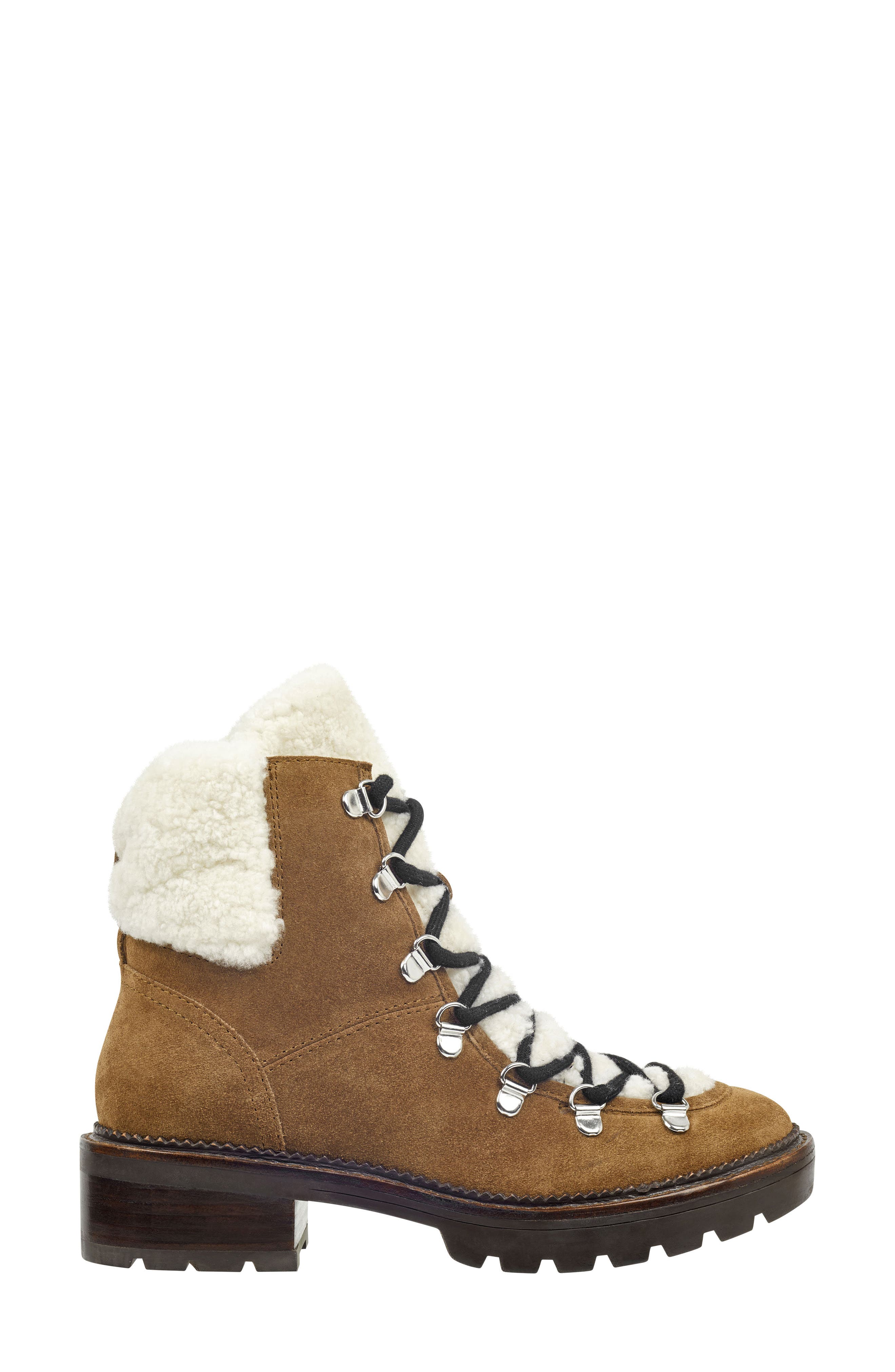 Marc Fisher LTD Capell Genuine Shearling Cuff Lace-Up Boot, Alternate, color, 