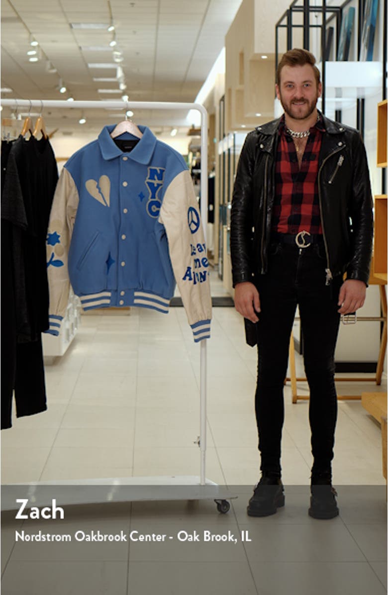New York Bones Oversize Varsity Jacket, sales video thumbnail