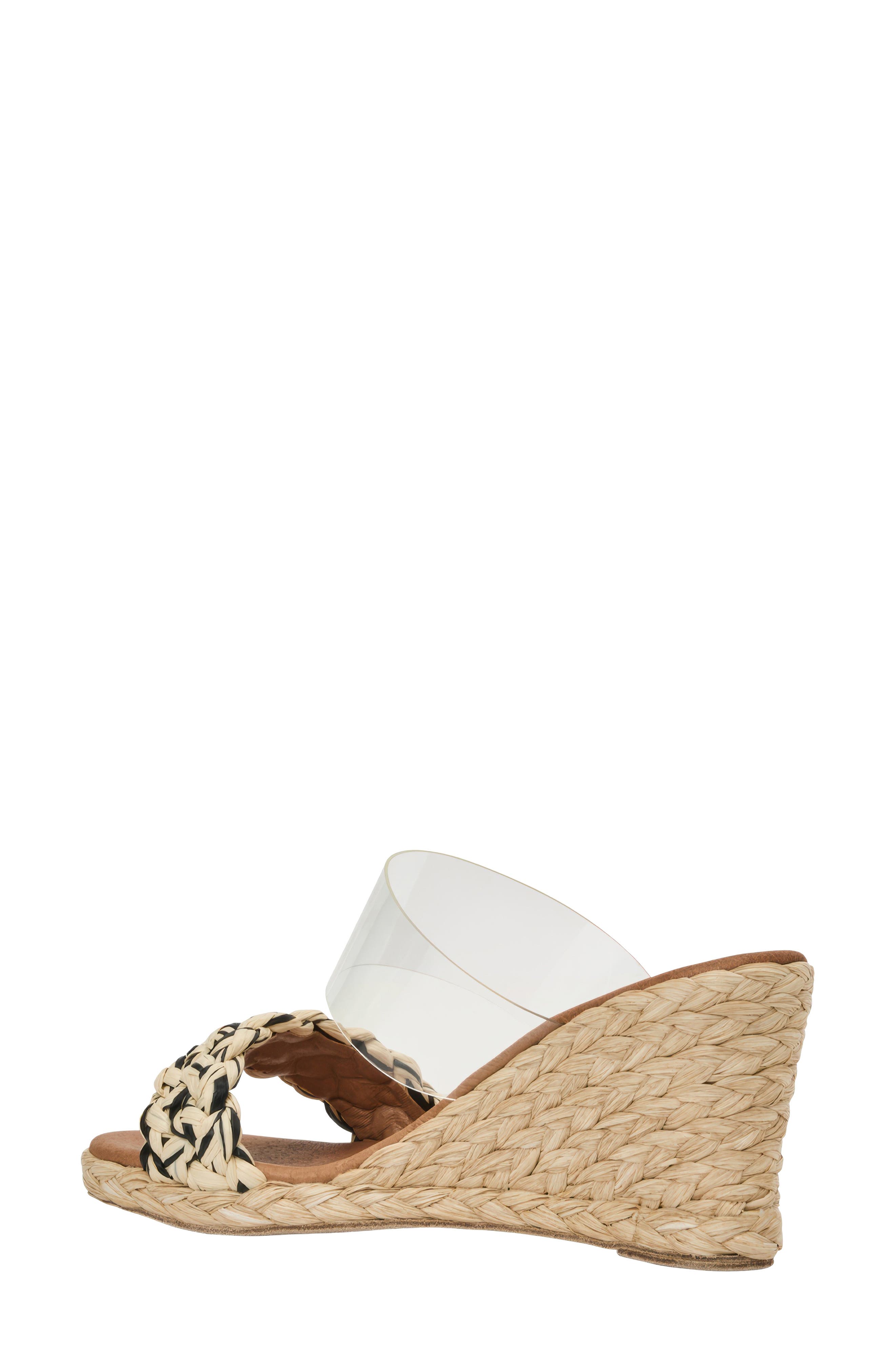 André Assous Anfisa Wedge Sandal, Alternate, color, Clear/Black/Natural