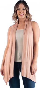 24seven Comfort Apparel Plus Size Asymmetric Open Front Cardigan