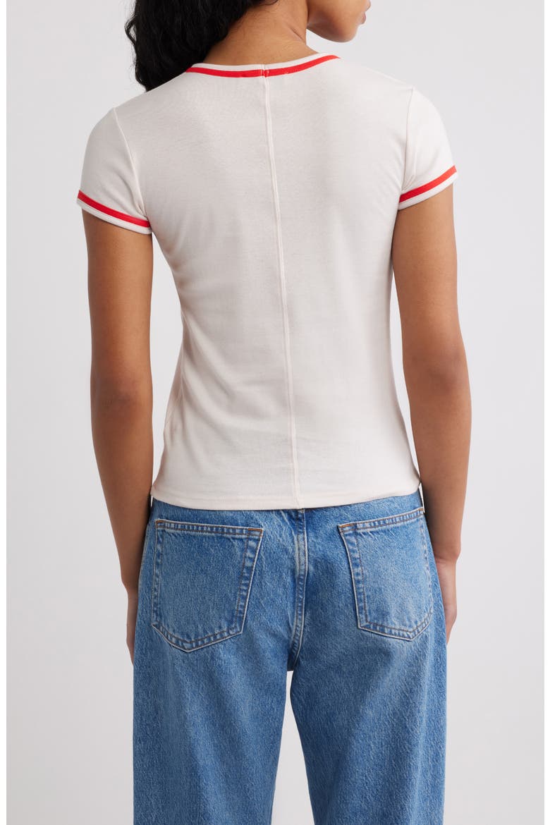 Everyday Contrast Trim Cotton T-Shirt, Alternate, color, LIGHT PINK