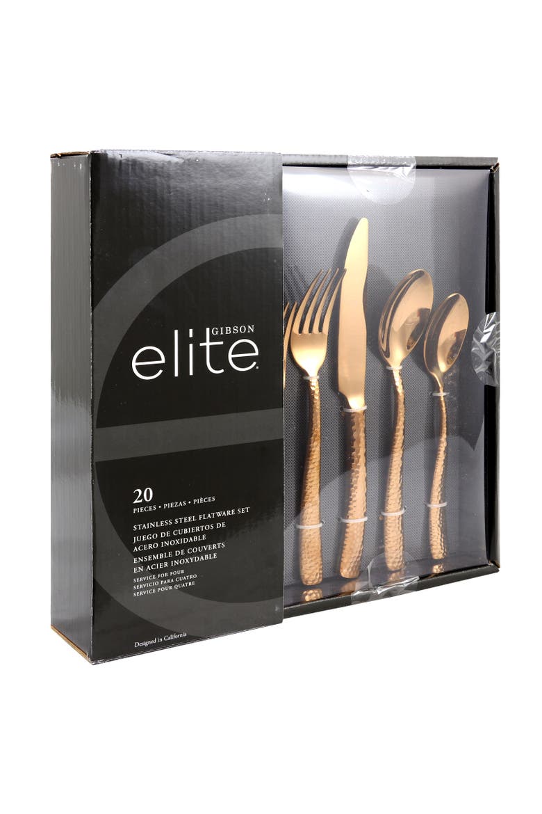 Stonehenge 20 Piece Flatware Set  Gold, Alternate, color, Metallic Gold