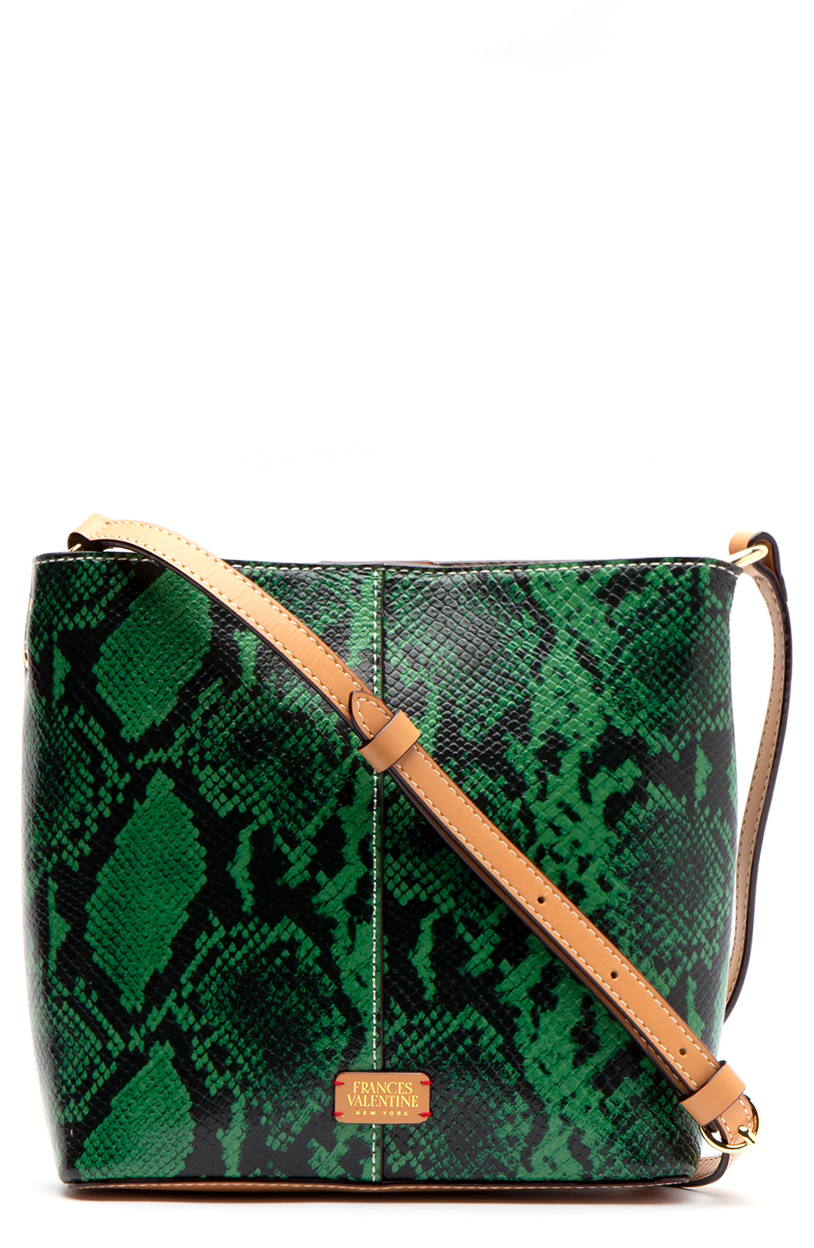 Frances Valentine Small Finn Snake Embossed Crossbody Bag, Main, color, 