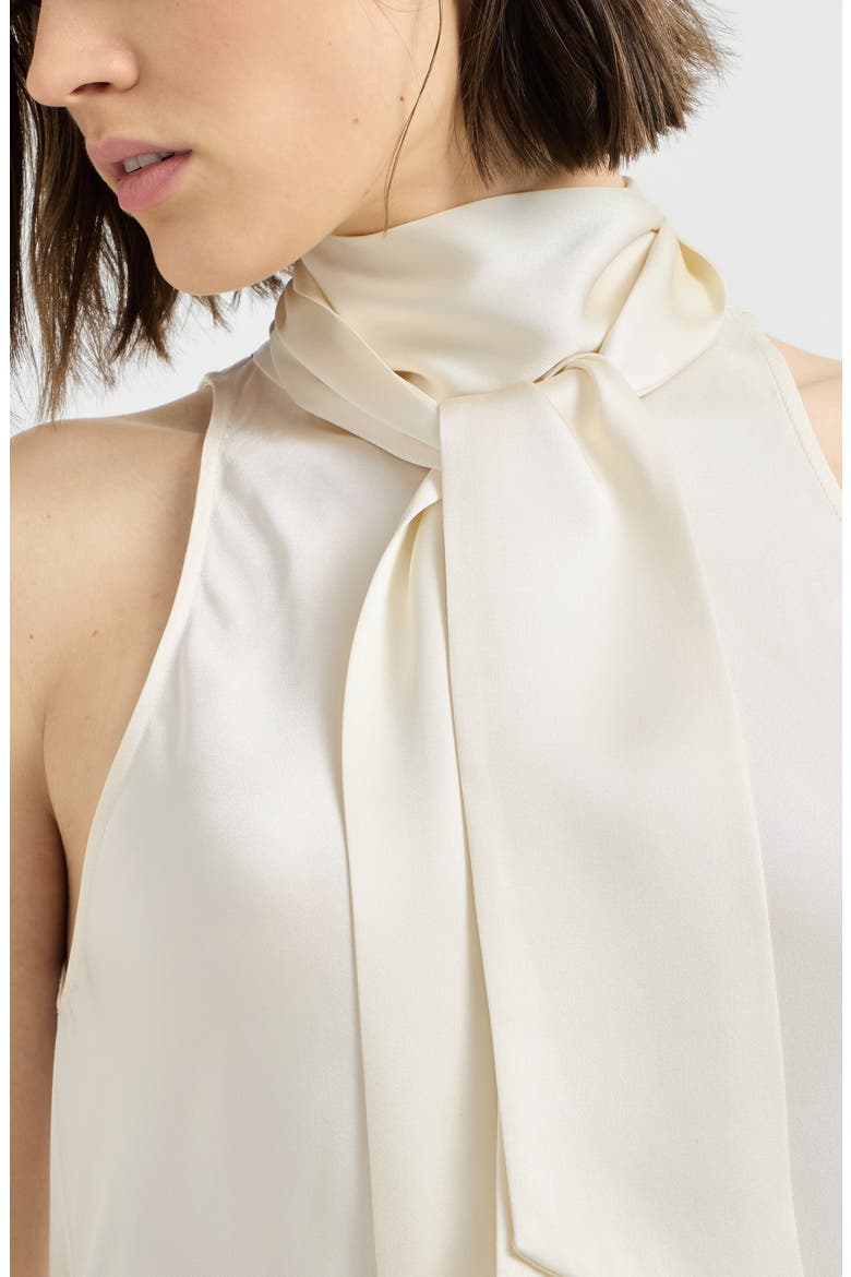Silk satin top with monili, Alternate, color, Panama