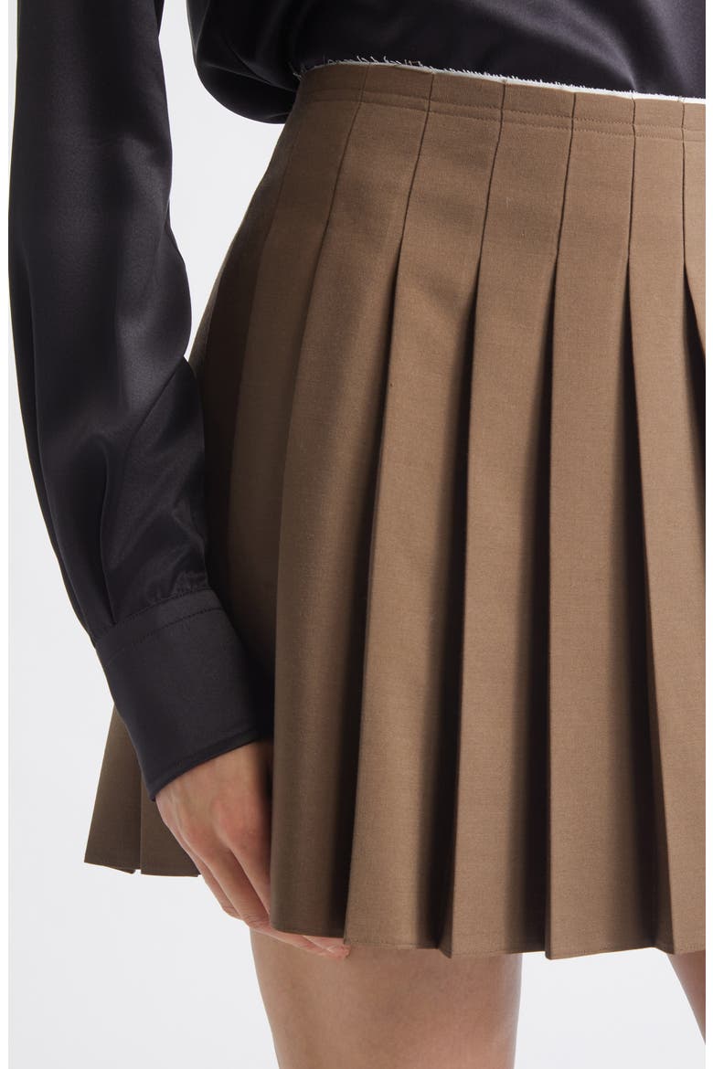 Pleated Miniskirt, Alternate, color, BROWN