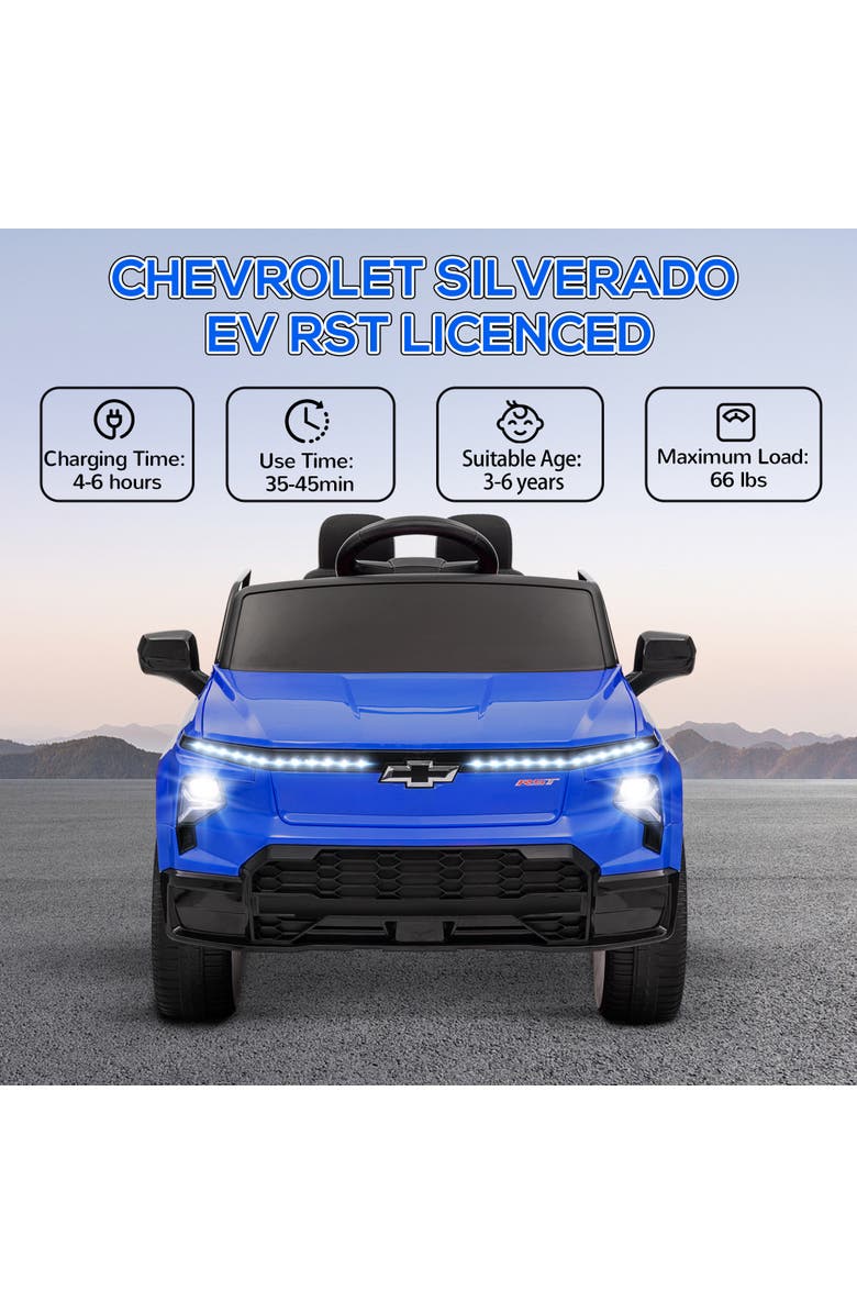 Qaba Chevrolet Silverado EV RST 12V Kids Electric Car w/ Remote, Alternate, color, Blue