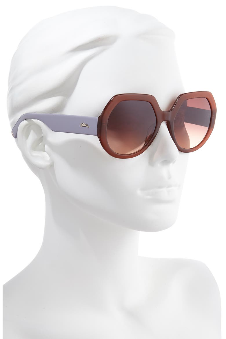 55mm Gradient Geometric Sunglasses, Alternate, color, BROWN