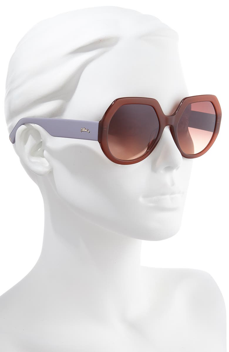 Longchamp 55mm Gradient Geometric Sunglasses, Alternate, color, Brown