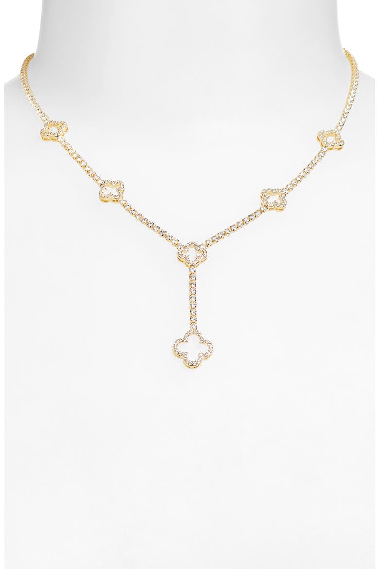 Zamira Cubic Zirconia Quatrefoil Station Y-Necklace, Alternate, color, GOLD