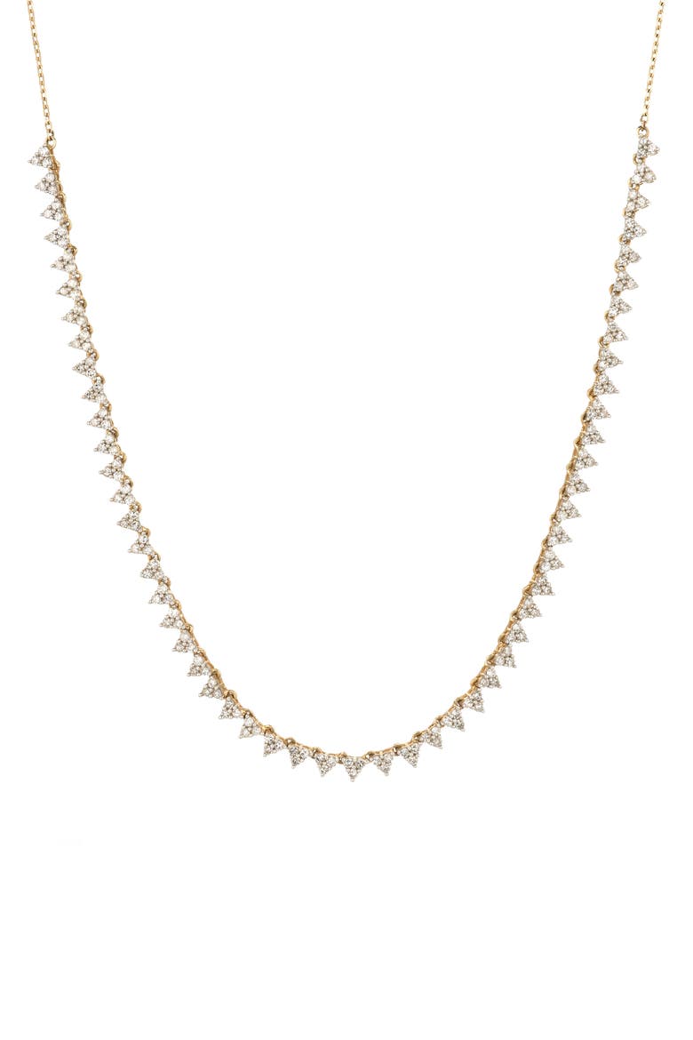 Diamond Cluster Half Riviera Necklace, Main, color, YELLOW GOLD