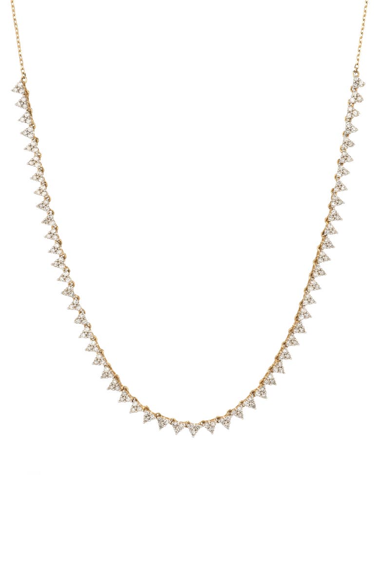 Adina Reyter Diamond Cluster Half Riviera Necklace, Main, color, Yellow Gold