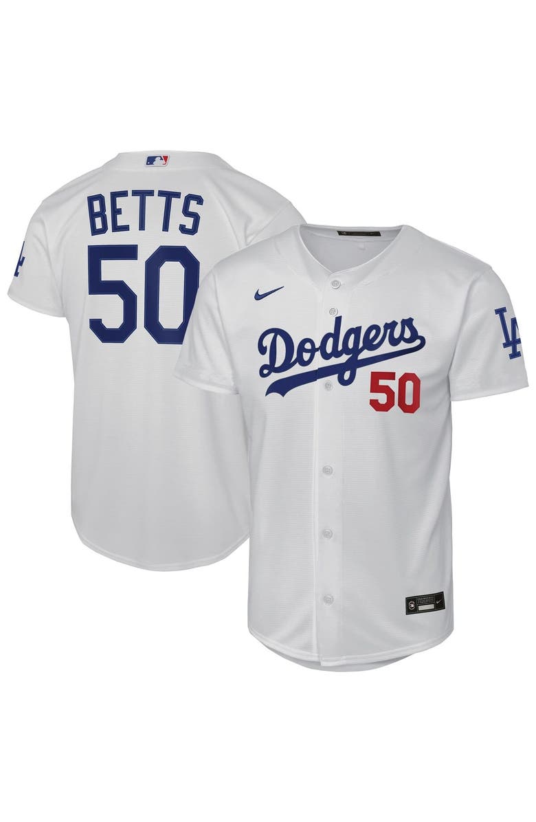 Nike Youth Nike Mookie Betts White Los Angeles Dodgers Home Stadium Jersey, Main, color, White