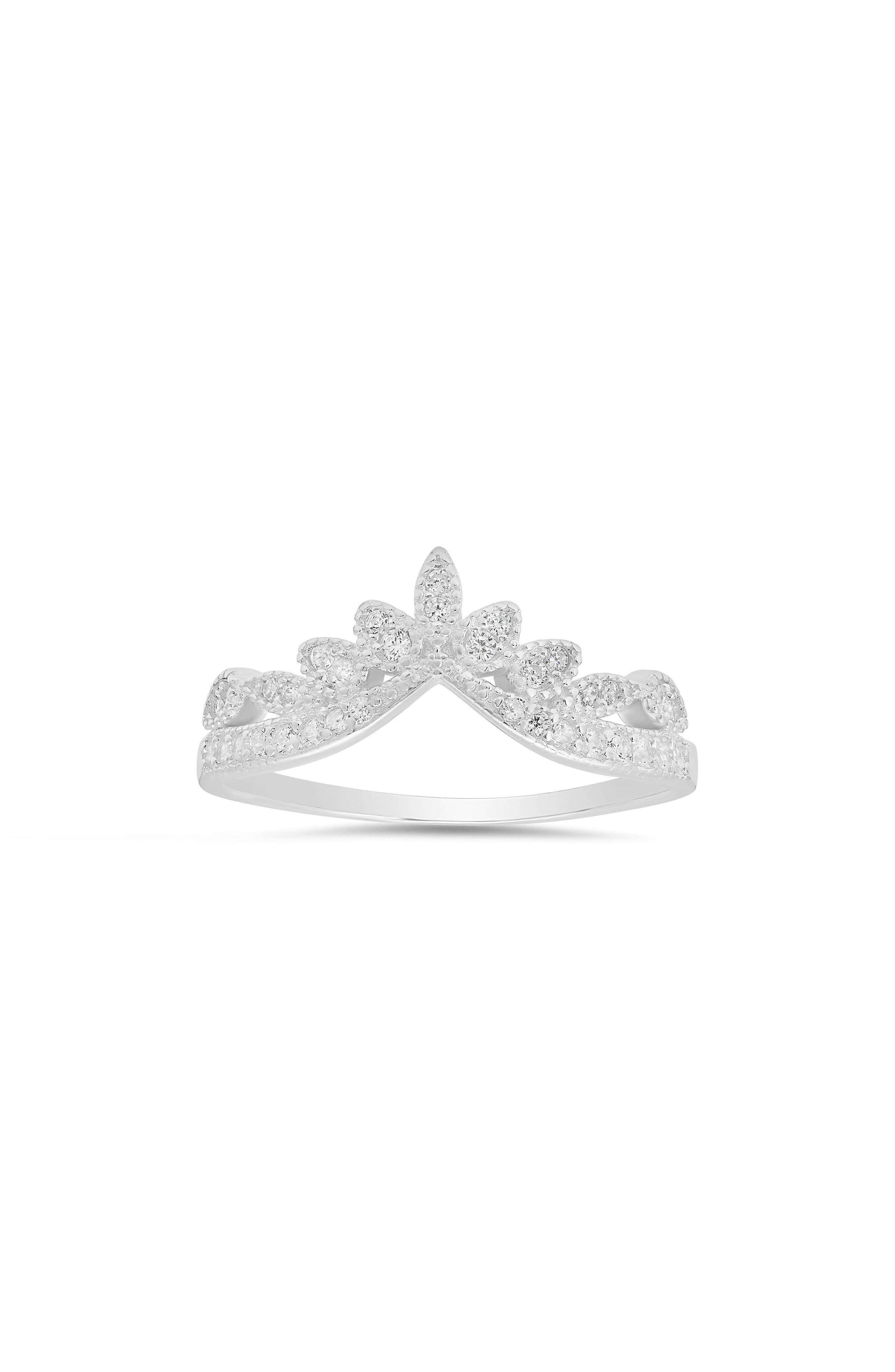 Queen Jewels Vintage Floral 'V' Cubic Zirconia Ring