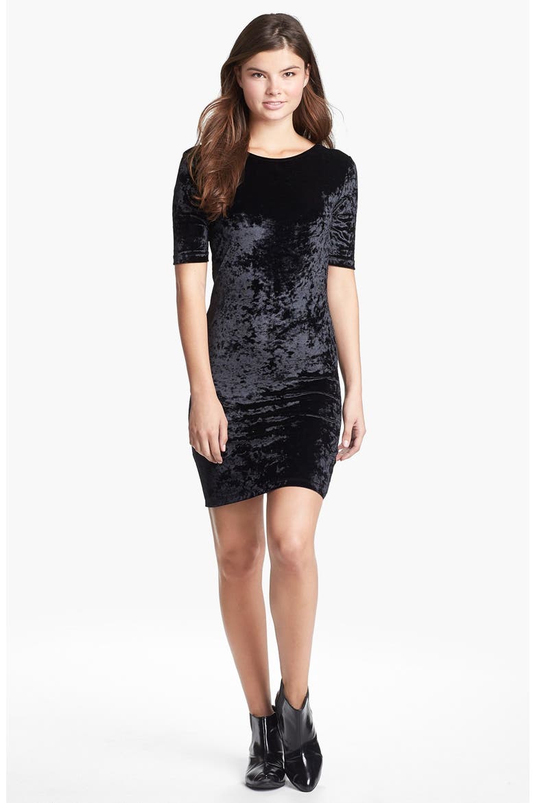 Frenchi® Velour Body-Con Dress, Main, color, BLACK