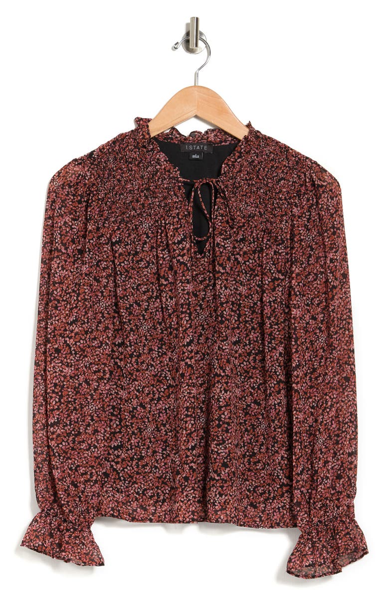 1.STATE Smocked Tie Front Blouse, Alternate, color, 