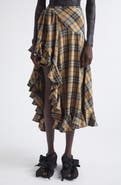 Collina Strada Florist Sky Plaid Asymmetric Skirt