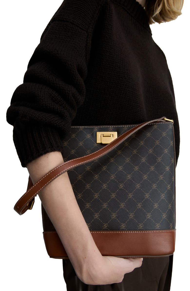 MANGO Faux Leather Shopper Bag, Alternate, color, Brown