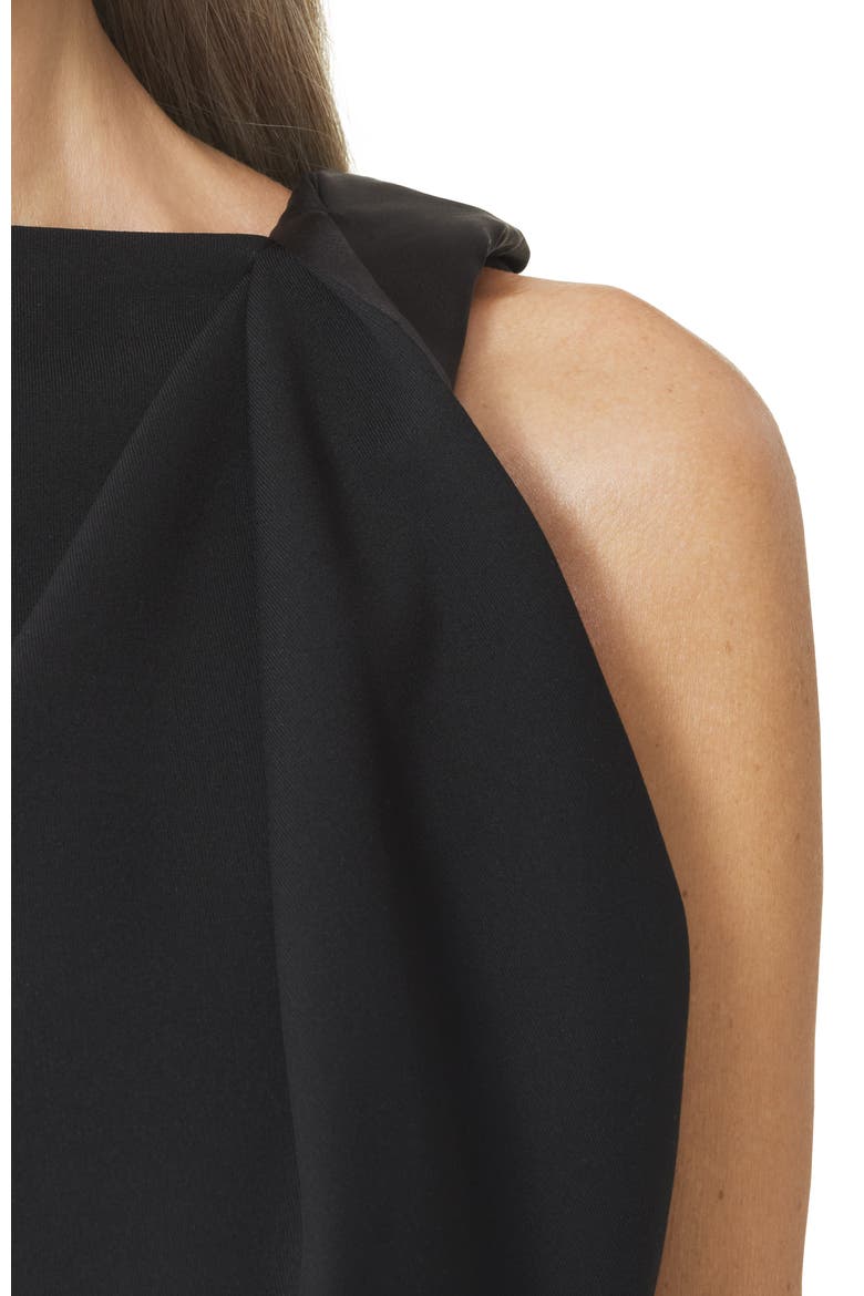 Black Midi Dress In Jersey And Satin, Alternate, color, Black