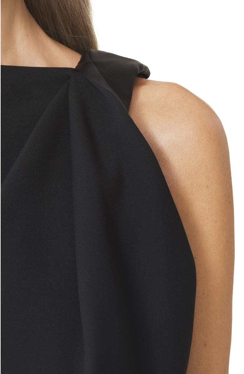 Lanvin Black Midi Dress In Jersey And Satin, Alternate, color, Black