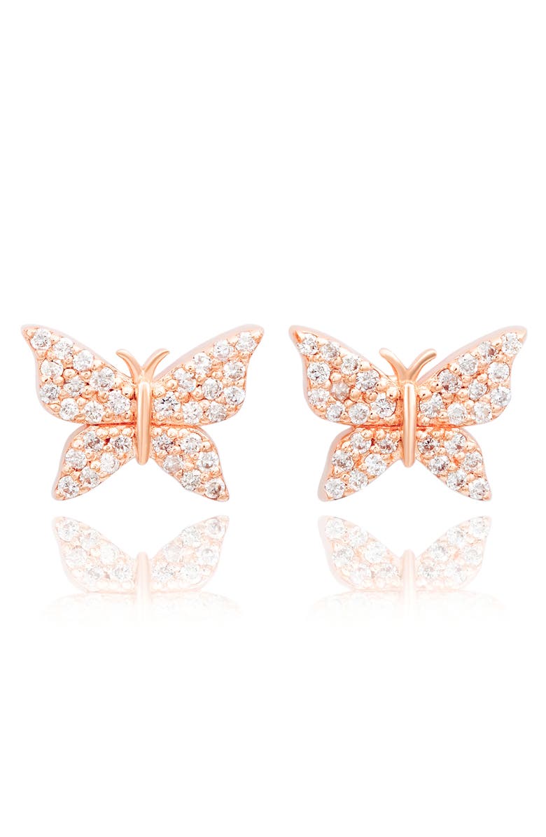 SUZY LEVIAN DIAMONDS 14K Gold Diamond Butterfly Stud Earrings - 0.35ct., Main, color, Rose