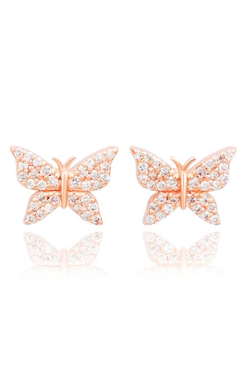 14K Gold Diamond Butterfly Stud Earrings - 0.35ct.