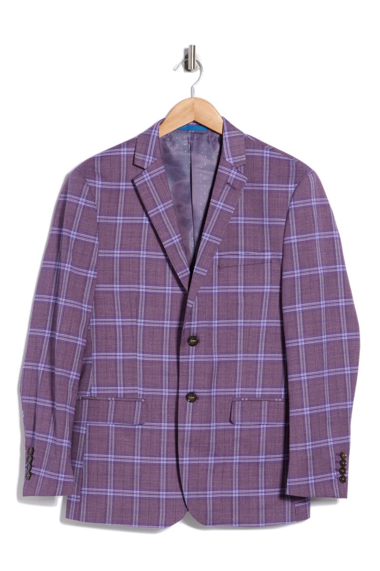 Slim Fit Plaid Blazer, Alternate, color, PLUM