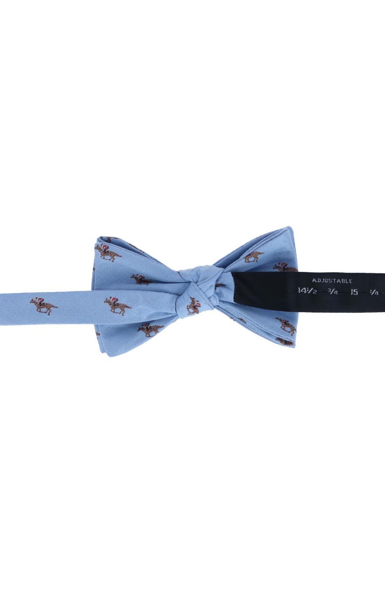 Trafalgar Down The Stretch Racehorse Linen Blend Bow Tie, Alternate, color, Light Blue