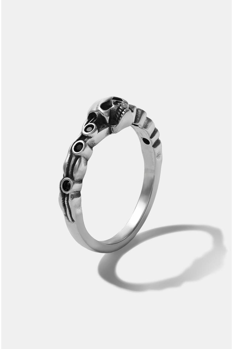 Teara Skull Sterling Silver Ring, Alternate, color, Silver
