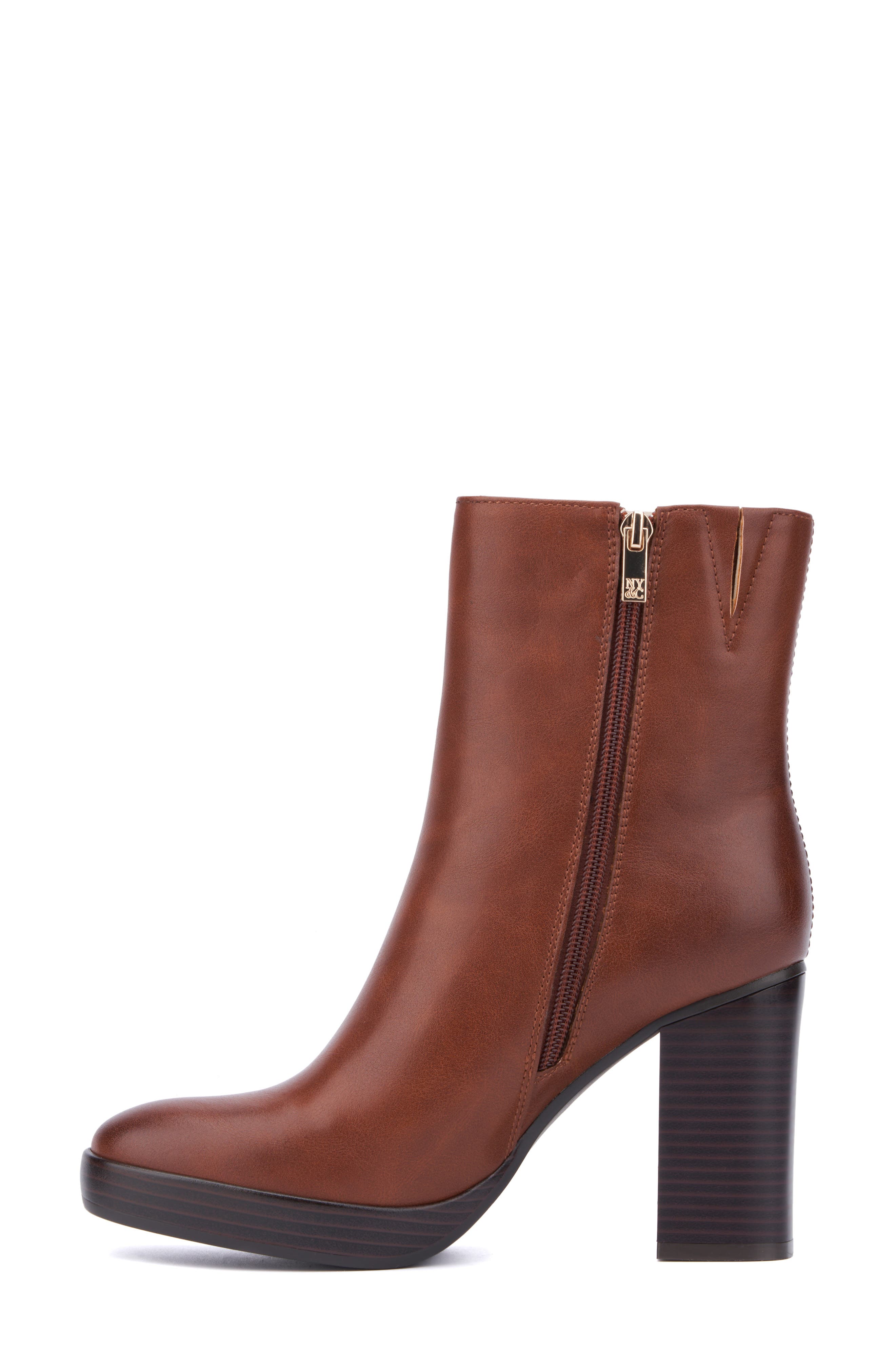 Fay Platform Faux Leather Boot, Alternate, color, COGNAC