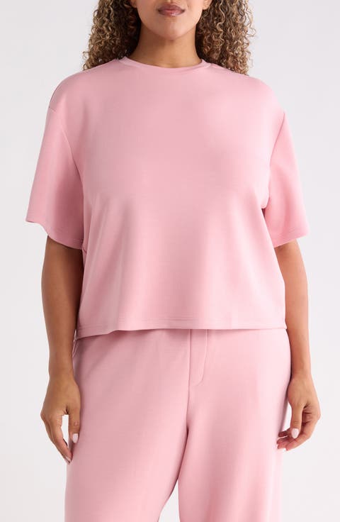 Knit Drop Shoulder T-Shirt (Plus)