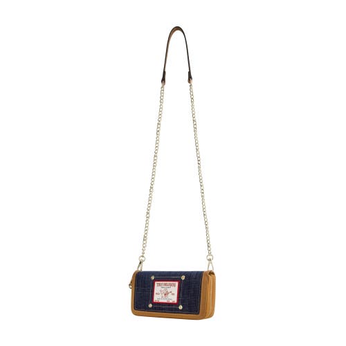 True Religion Buddha Patch Double Zip Chain Wallet In Blue
