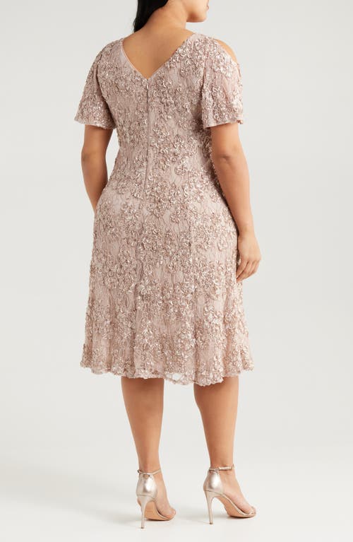 Alex Evenings Plus Size V-neck A-line Sequin Dress In Buff