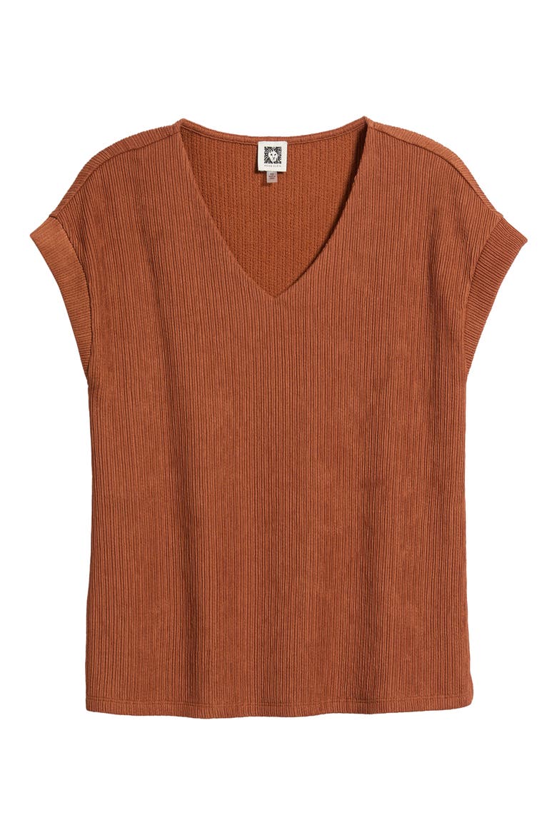 Knit V-Neck Top, Main, color, CEDAR SPICE
