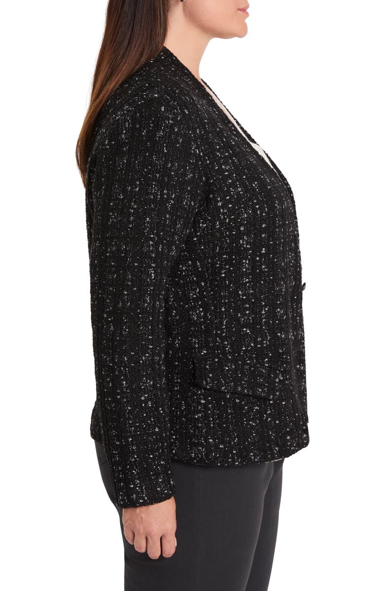 NIC+ZOE Metallic Grid Knit Jacket, Alternate, color, Black Mix