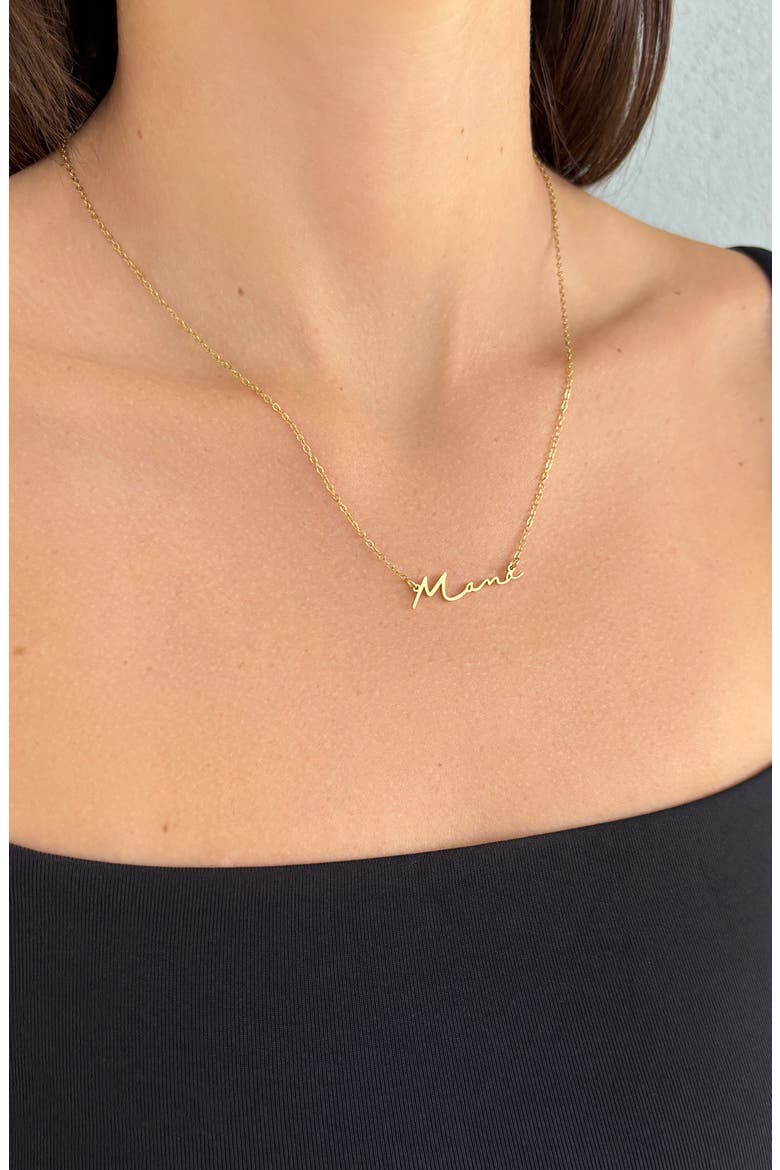 18K Gold Plated Mama Script Pendant Necklace, Alternate, color, GOLD