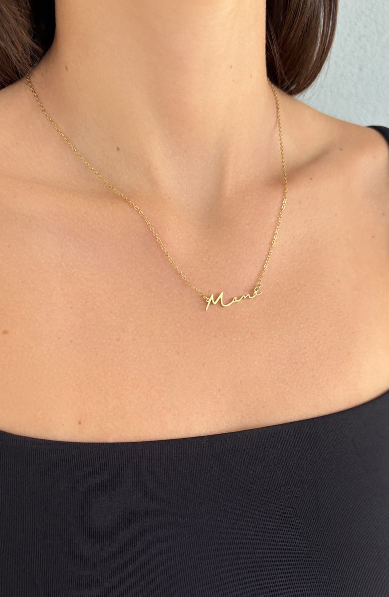 Adornia 18K Gold Plated Mama Script Pendant Necklace, Alternate, color, Gold