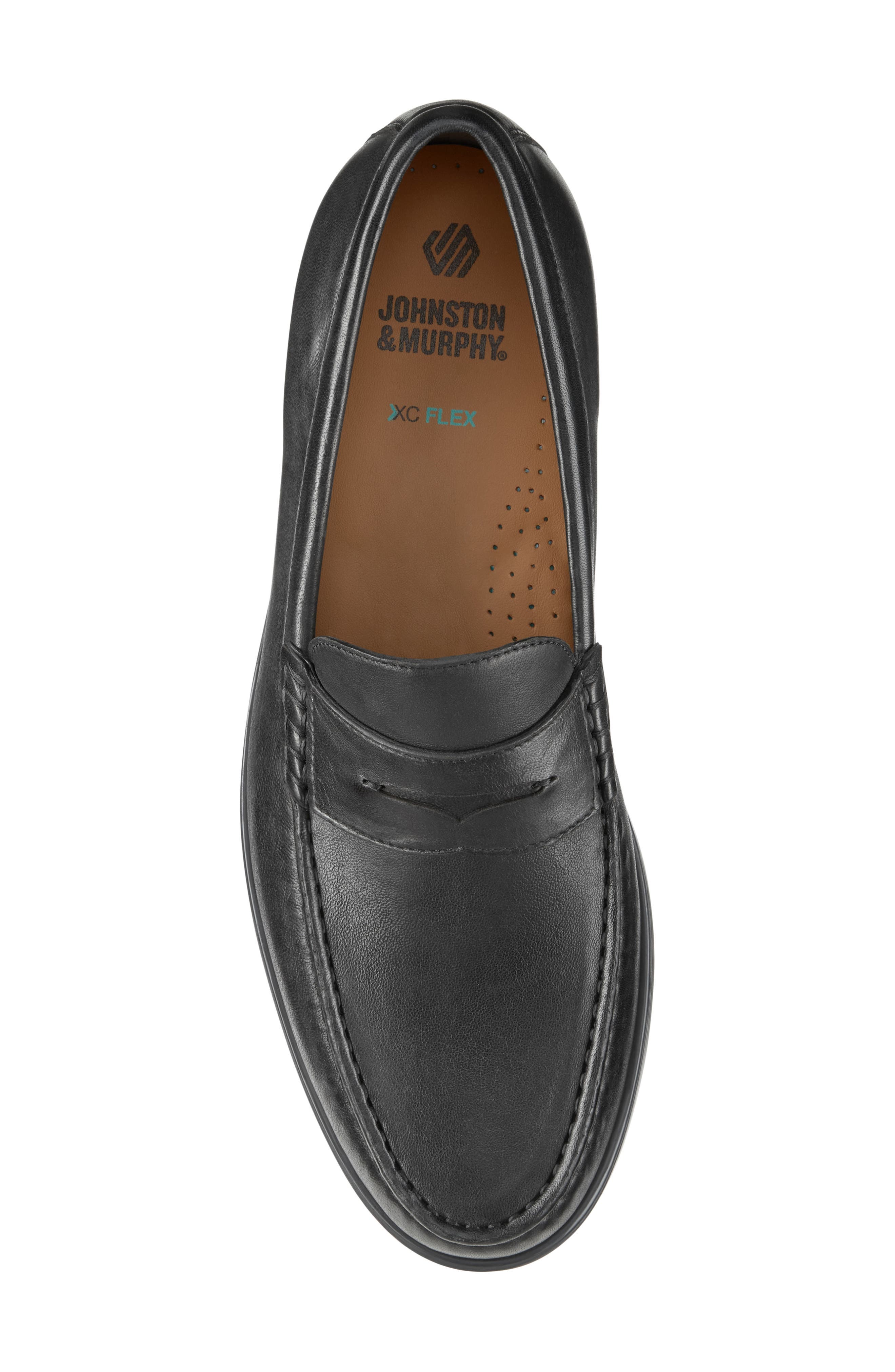 Johnston & Murphy Harrison Penny Loafer, Alternate, color, Black Glove Leather