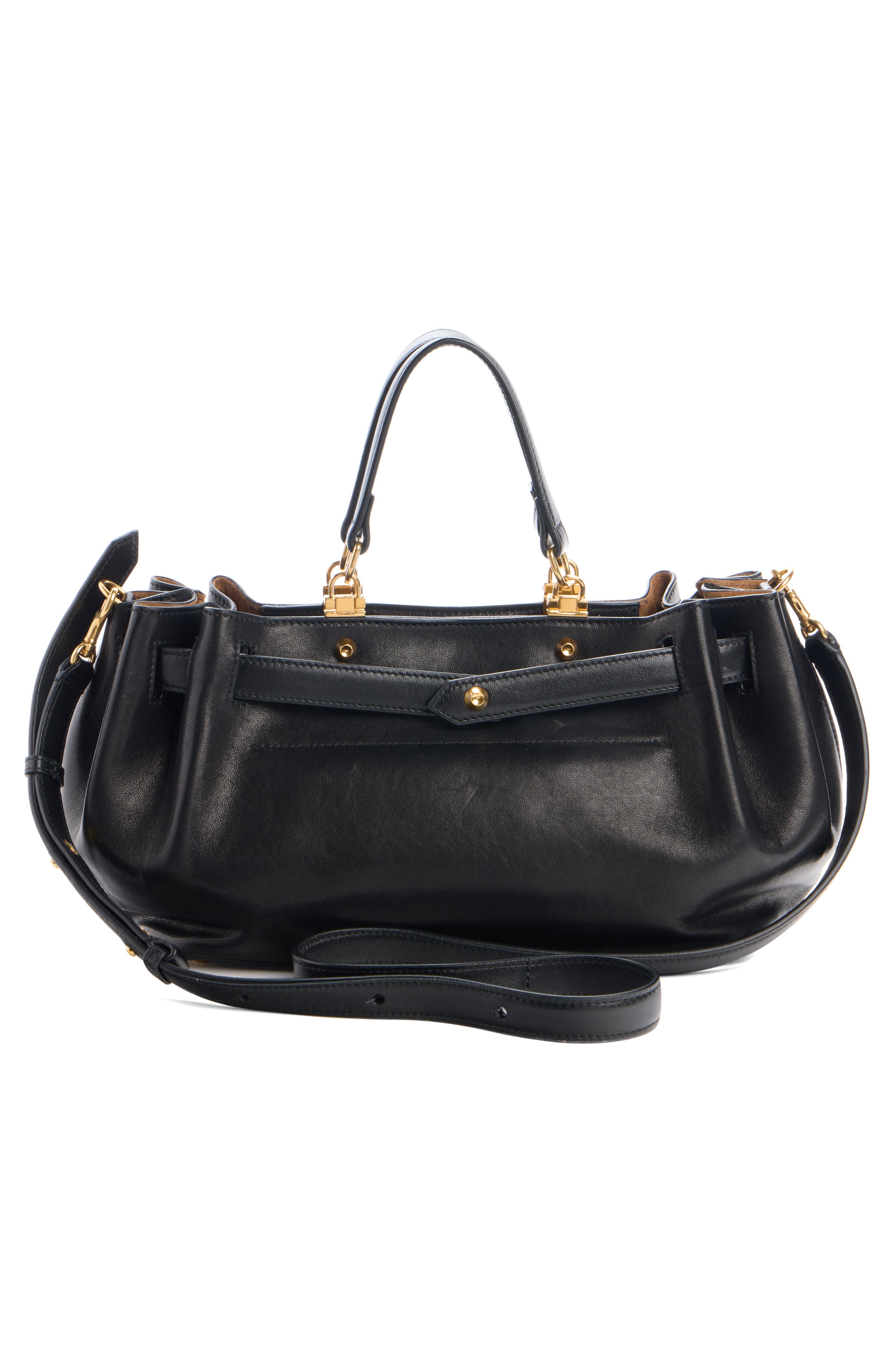 Small Fan Leather Carryall, Alternate, color, 1000 BLACK