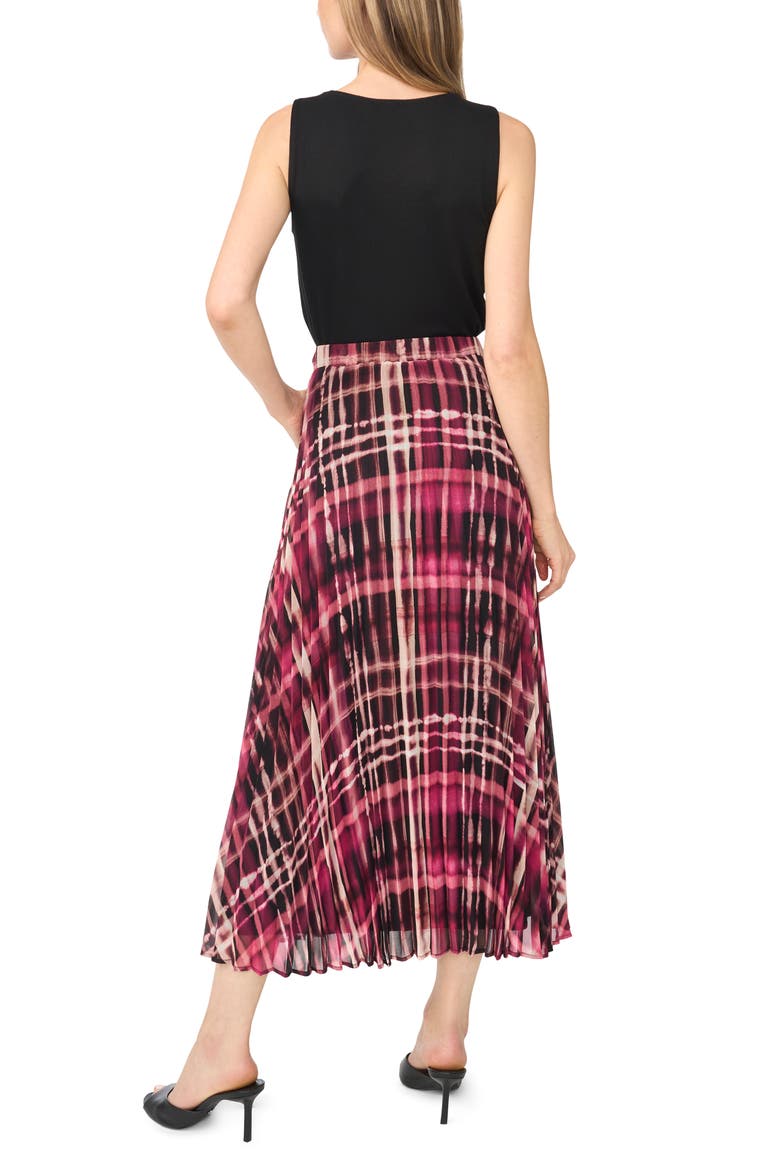 Pleated Elastic Waist Midi Skirt, Alternate, color, MAGENTA PURPLE