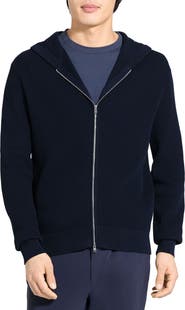 Theory Myhlo Perforated Waffle Cotton Zip Hoodie