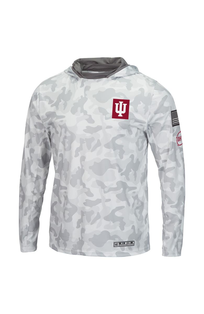 COLOSSEUM Men's Colosseum Arctic Camo Indiana Hoosiers OHT Military Appreciation Long Sleeve Hoodie Top, Alternate, color, Arctic Camo