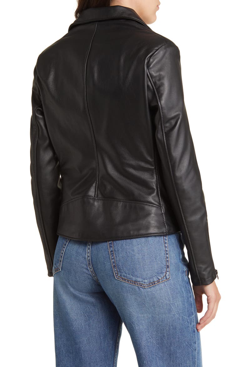 Clean Perfecto Asymmetric Leather Moto Jacket, Alternate, color, BLACK