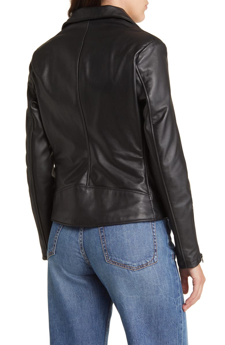 Schott NYC Clean Perfecto Asymmetric Leather Moto Jacket, Alternate, color, Black
