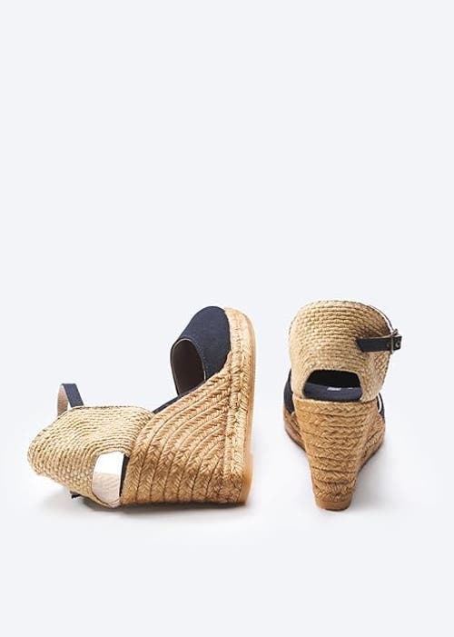 Viscata Satuna Canvas Espadrille Wedges In Black/natural