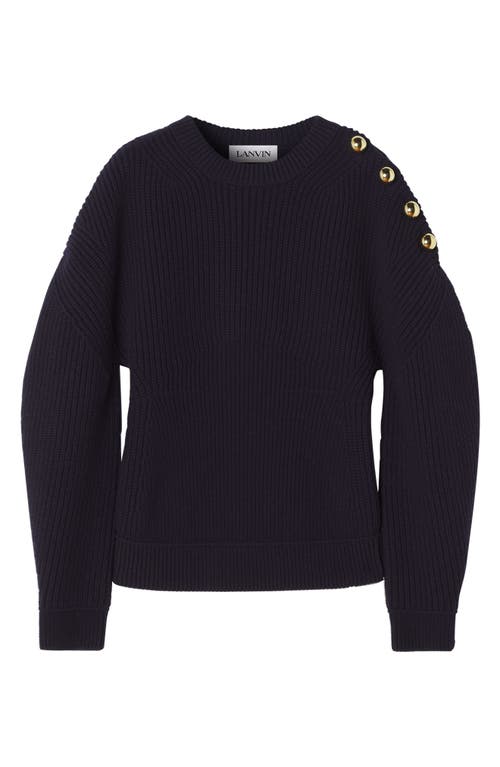 Lanvin Ribbed-knit Button-detail Sweat In Black