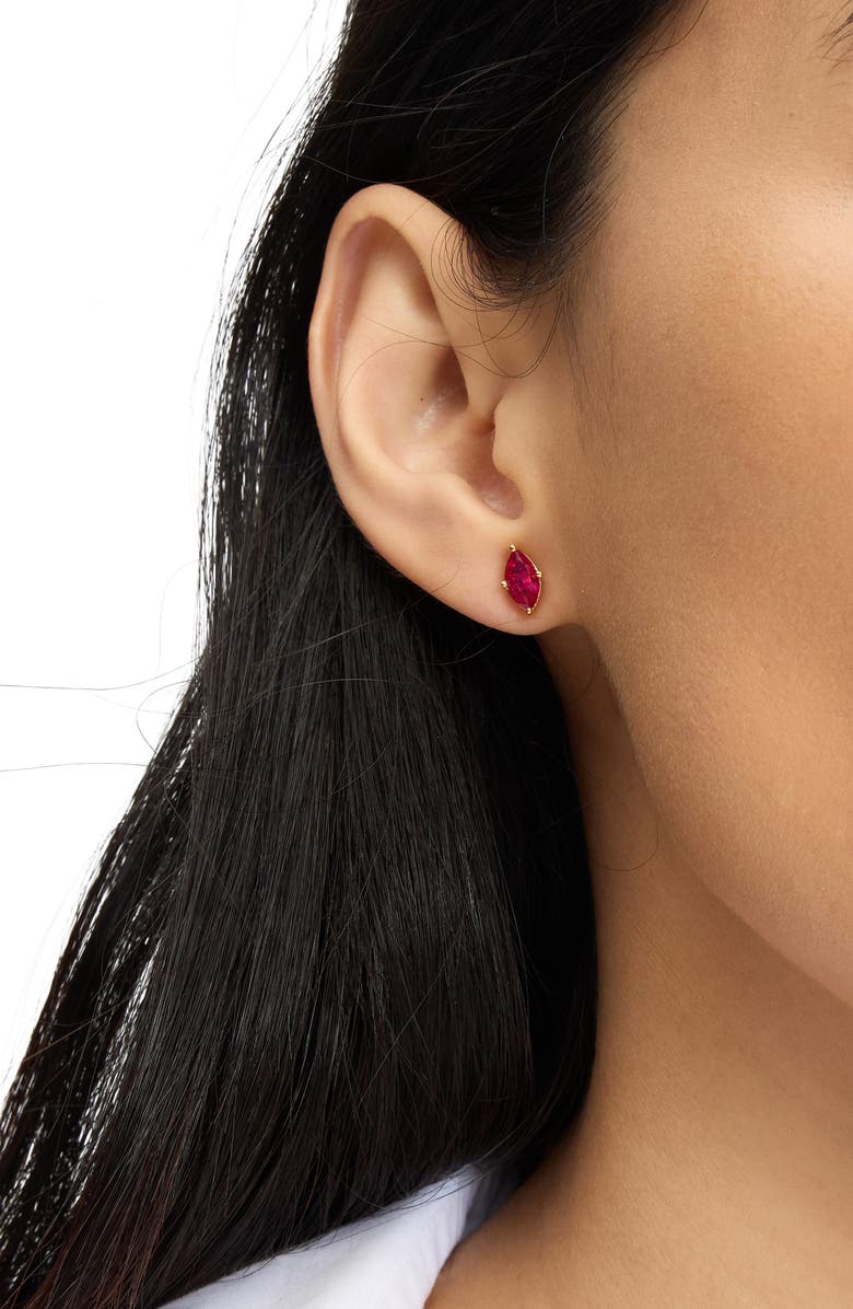 Kate Spade New York marquise cut solitaire stud earrings, Alternate, color, Ruby/ Gold