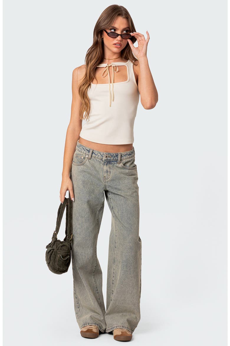 Isabetta Tie Front Knit Tank Top, Alternate, color, WHITE